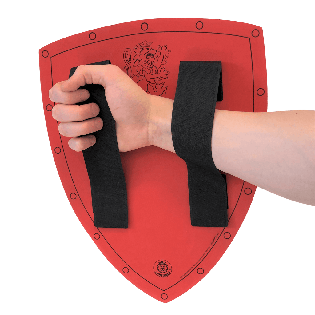 Liontouch Noble Knight Armor Set with Sword, Shield, and Axe in Red.